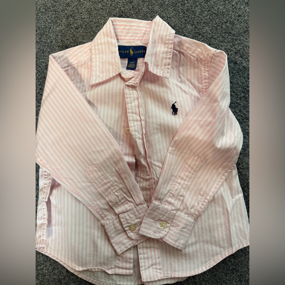 Ralph Lauren Pink & White Striped Button-Up Shirt
